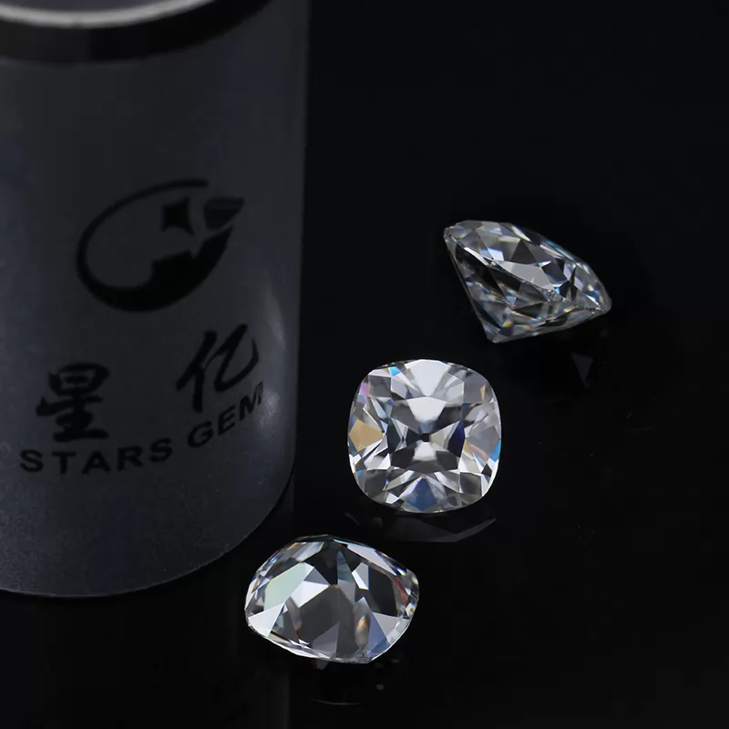 DEF Color Cushion Shape Old Mine Cut Moissanite
