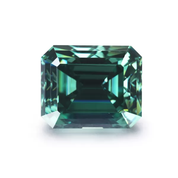 Octagon Emerald Cut Green Color Moissanite