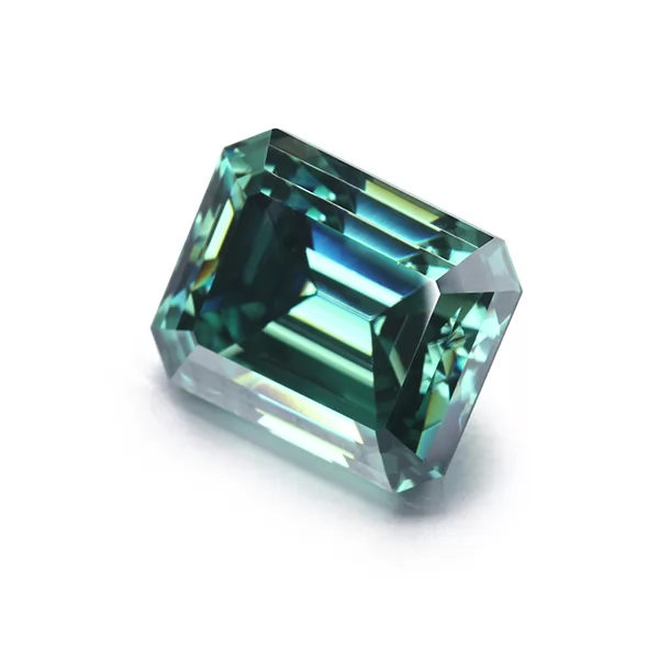 Octagon Emerald Cut Green Color Moissanite
