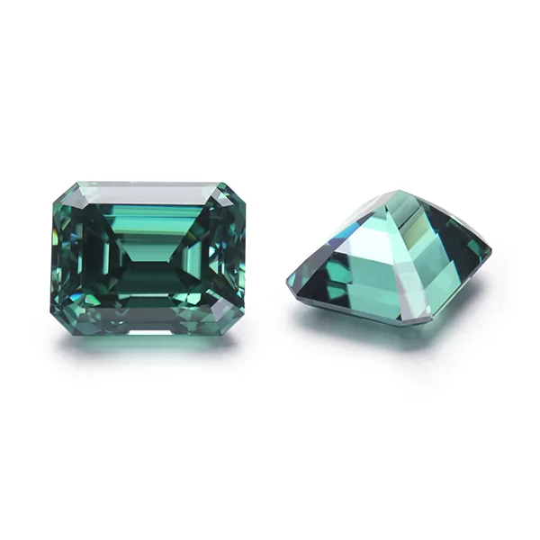 Octagon Emerald Cut Green Color Moissanite
