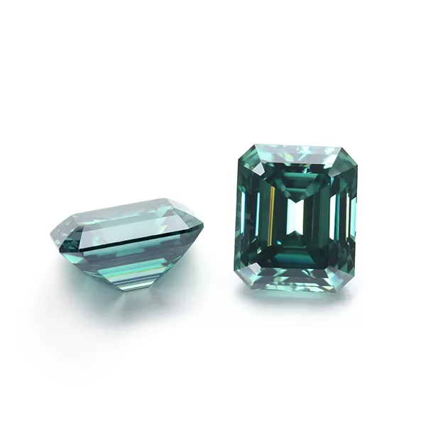 Octagon Emerald Cut Green Color Moissanite