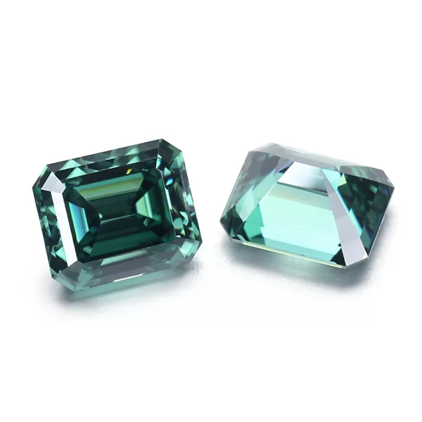 Octagon Emerald Cut Green Color Moissanite