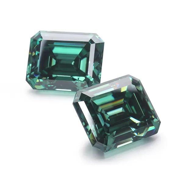 Octagon Emerald Cut Green Color Moissanite