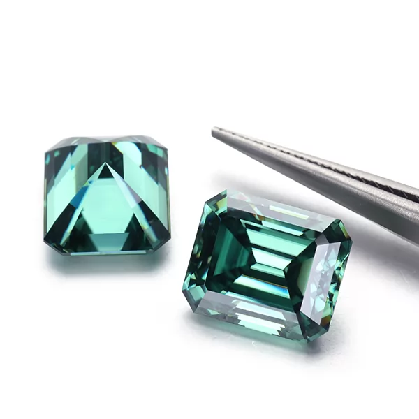 Octagon Emerald Cut Green Color Moissanite