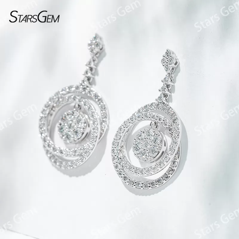 2.1mm Round Brilliant Cut Lab Grown Diamond 18K White Gold Diamond Earrings
