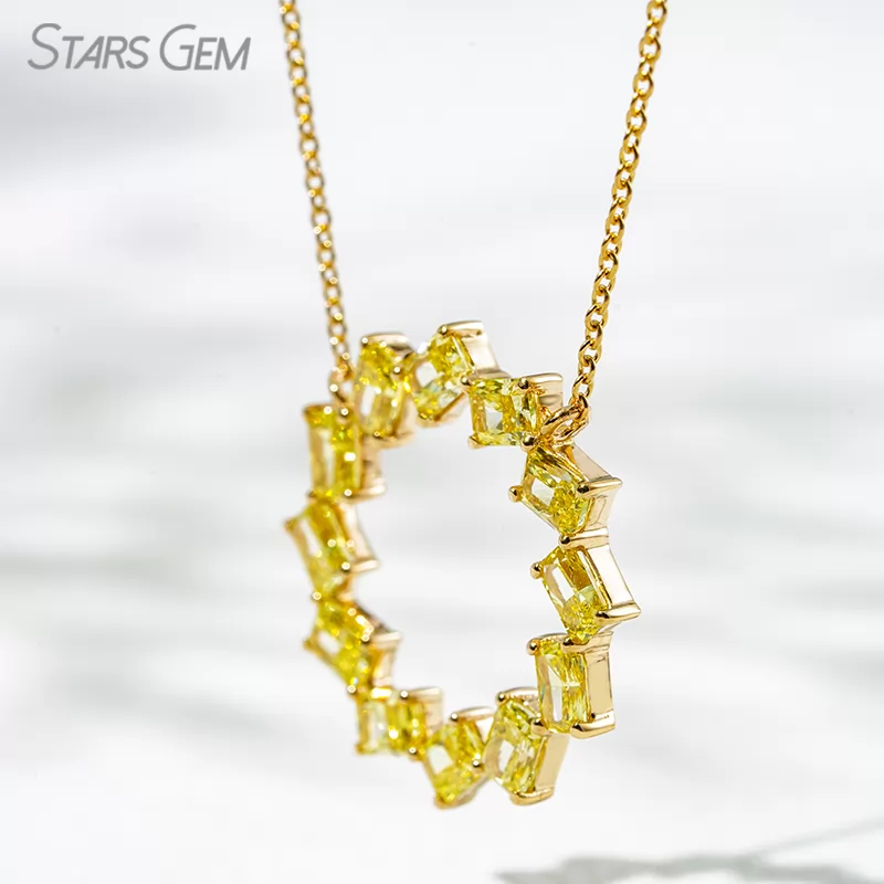 2.5×3.5mm Radiant Cut Yellow Lab Grown Diamond 18K Yellow Gold Diamond Pendant Necklace