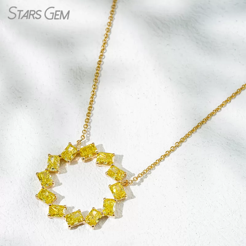 2.5×3.5mm Radiant Cut Yellow Lab Grown Diamond 18K Yellow Gold Diamond Pendant Necklace