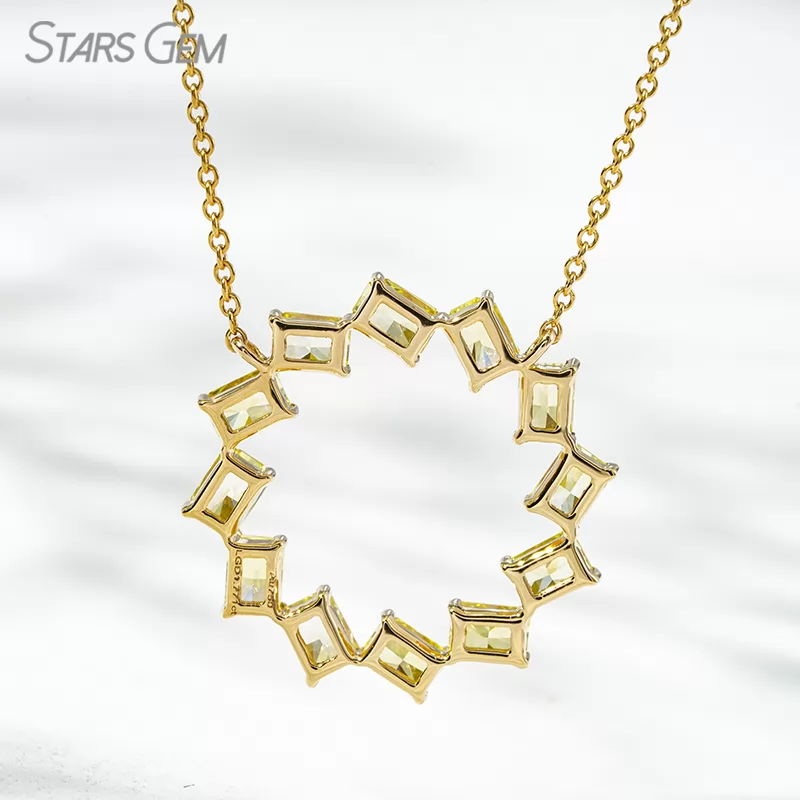 2.5×3.5mm Radiant Cut Yellow Lab Grown Diamond 18K Yellow Gold Diamond Pendant Necklace