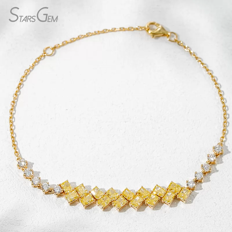 2.5×3.5mm Radiant Cut Yellow Lab Grown Diamond 18K Yellow Gold Diamond Bracelet