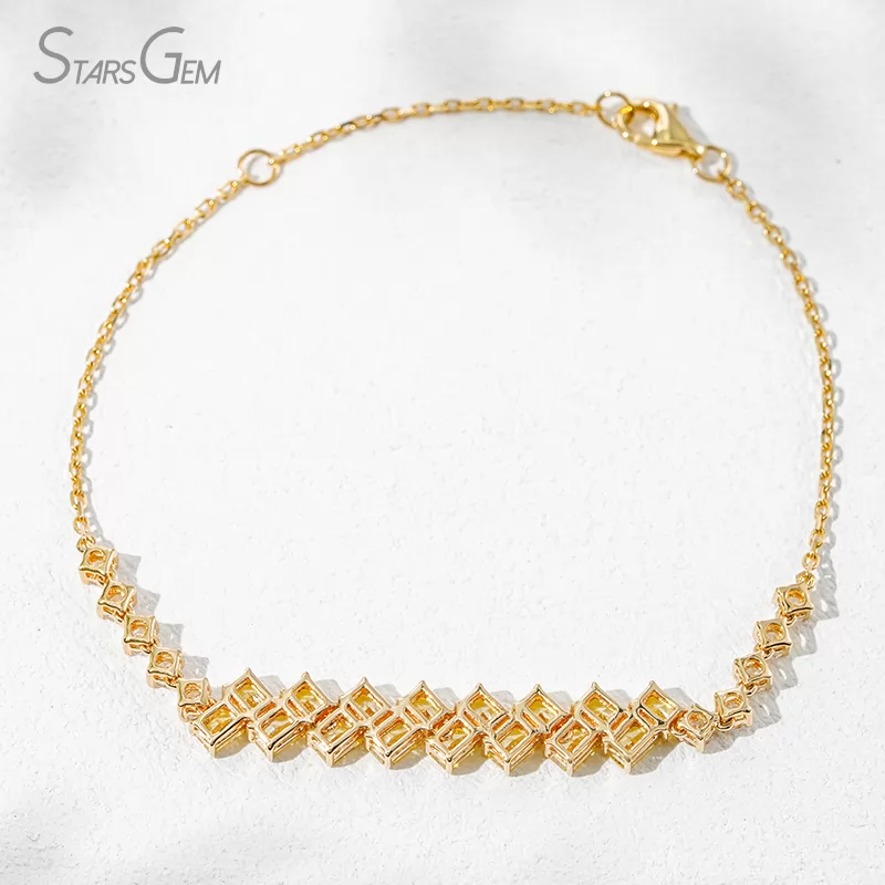 2.5×3.5mm Radiant Cut Yellow Lab Grown Diamond 18K Yellow Gold Diamond Bracelet