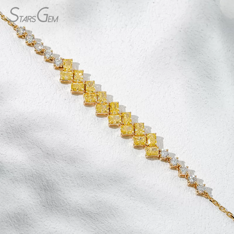 2.5×3.5mm Radiant Cut Yellow Lab Grown Diamond 18K Yellow Gold Diamond Bracelet