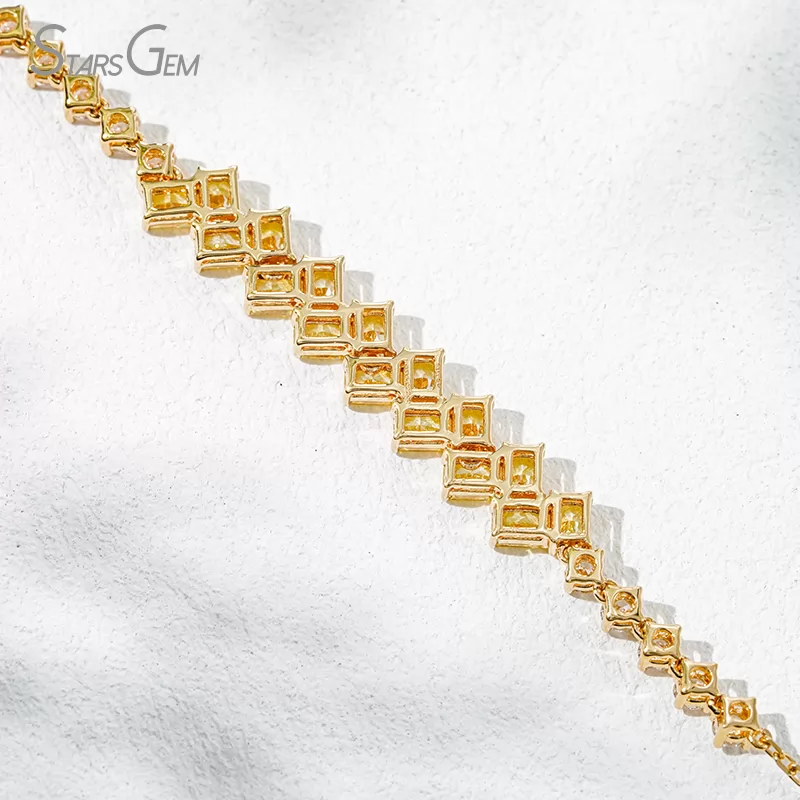 2.5×3.5mm Radiant Cut Yellow Lab Grown Diamond 18K Yellow Gold Diamond Bracelet