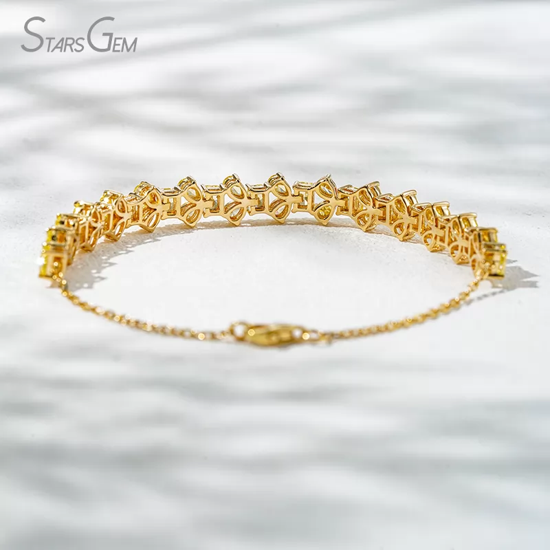 2.5×3.5mm Radiant Cut & Pear Cut Yellow Lab Grown Diamond 18K Yellow Gold Diamond Bracelet