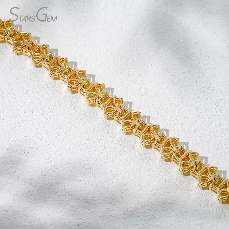 2.5×3.5mm Radiant Cut & Pear Cut Yellow Lab Grown Diamond 18K Yellow Gold Diamond Bracelet