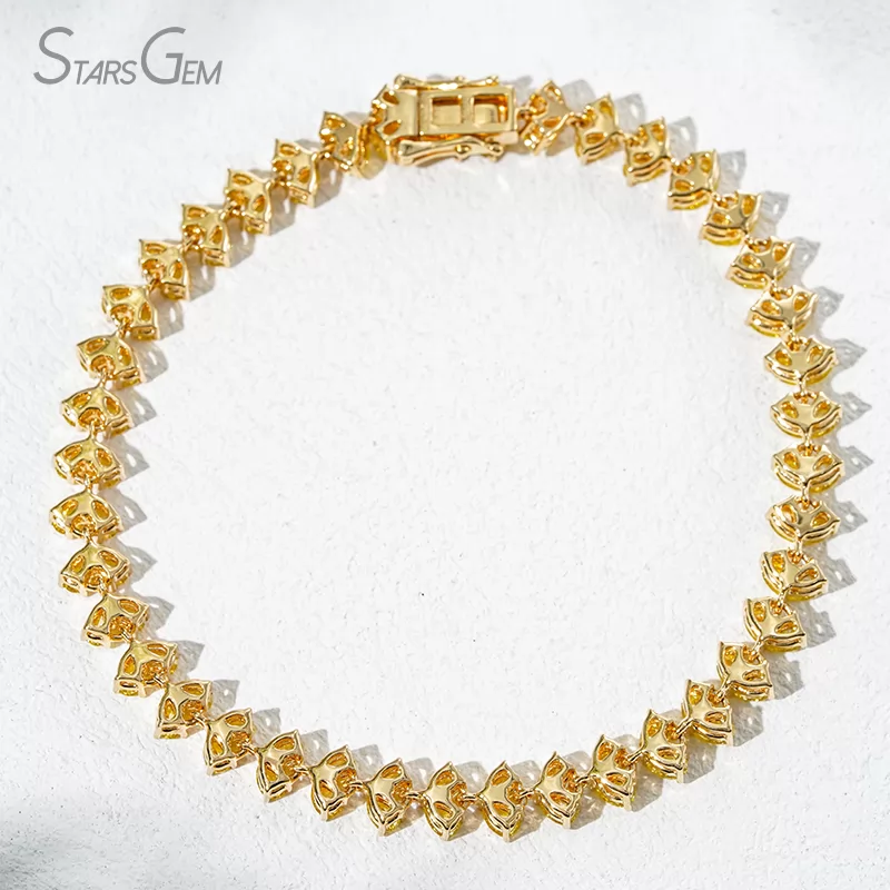 2×3mm Pear Cut Yellow Lab Grown Diamond 18K Yellow Gold Tennis Bracelet