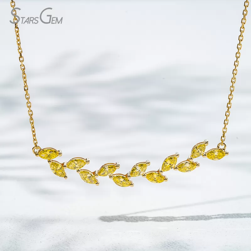 2.5×5mm Marquise Cut Yellow Lab Grown Diamond 18K Yellow Gold Diamond Pendant Necklace