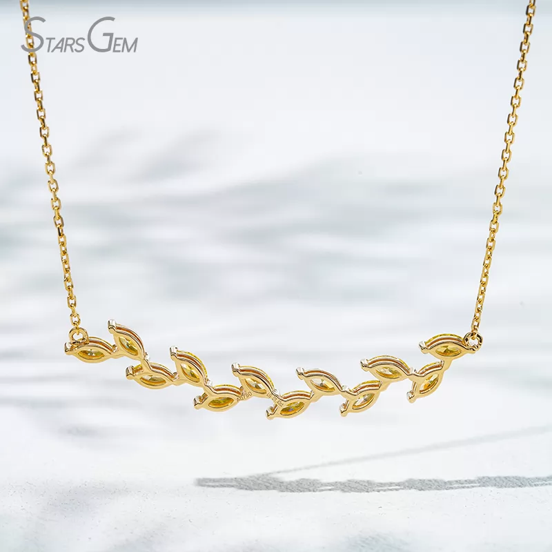 2.5×5mm Marquise Cut Yellow Lab Grown Diamond 18K Yellow Gold Diamond Pendant Necklace