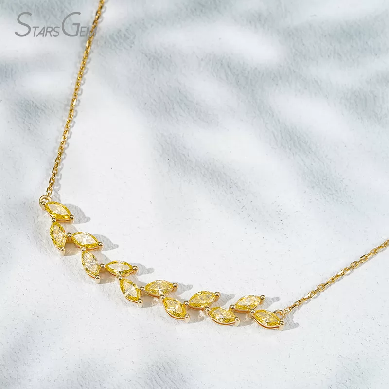 2.5×5mm Marquise Cut Yellow Lab Grown Diamond 18K Yellow Gold Diamond Pendant Necklace