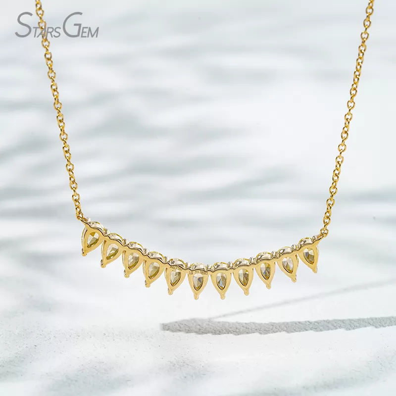 3×4.5mm Pear Cut Yellow Lab Grown Diamond 18K Yellow Gold Diamond Necklace