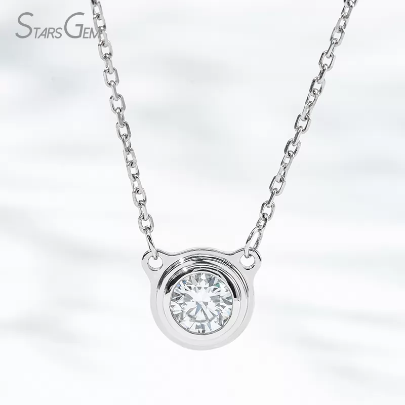 5.19mm Round Brilliant Cut Lab Grown Diamond Bezel Set PT950 Diamond Pendant Necklace
