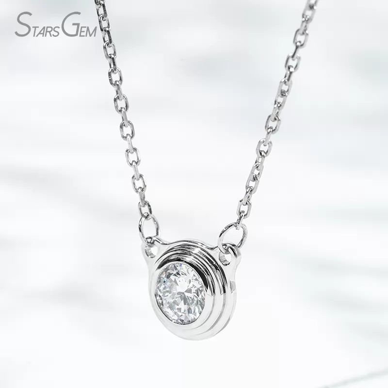 5.19mm Round Brilliant Cut Lab Grown Diamond Bezel Set PT950 Diamond Pendant Necklace