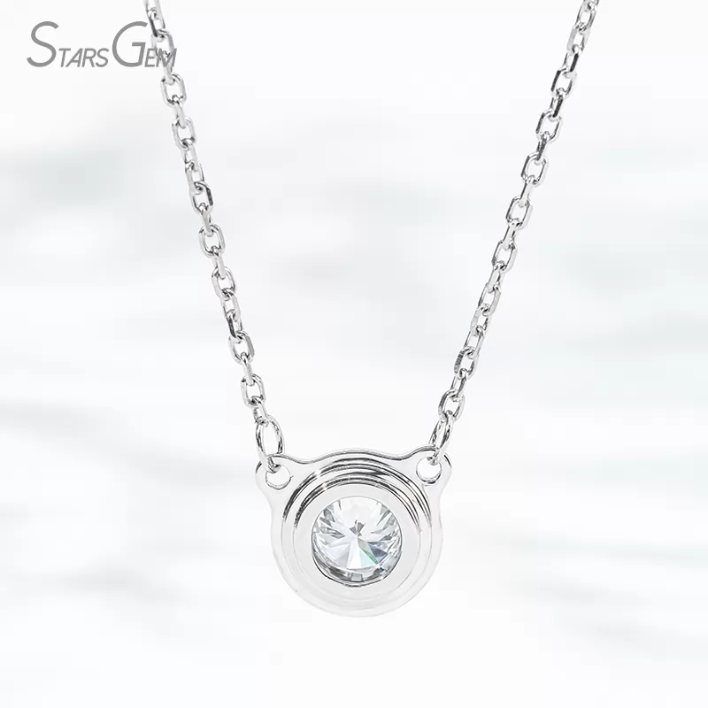 5.19mm Round Brilliant Cut Lab Grown Diamond Bezel Set PT950 Diamond Pendant Necklace