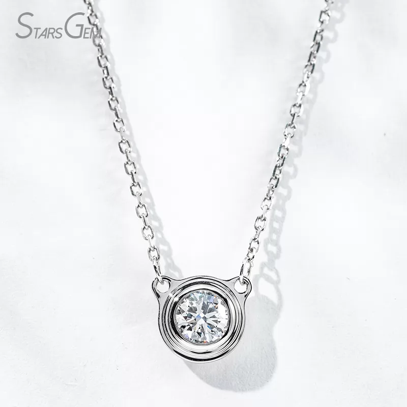 5.19mm Round Brilliant Cut Lab Grown Diamond Bezel Set PT950 Diamond Pendant Necklace
