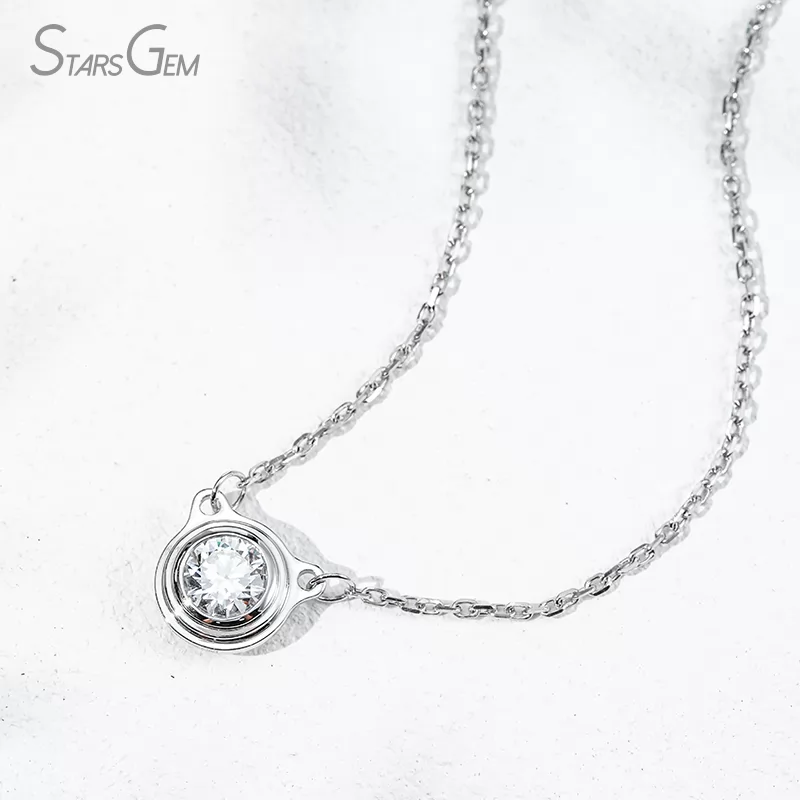 5.19mm Round Brilliant Cut Lab Grown Diamond Bezel Set PT950 Diamond Pendant Necklace
