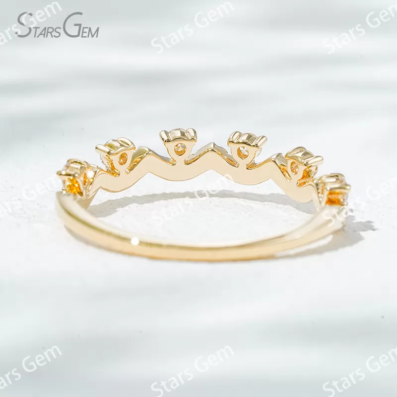 2mm Round Brilliant Cut Lab Grown Diamond 18K Gold Half circle Diamond Eternity Ring