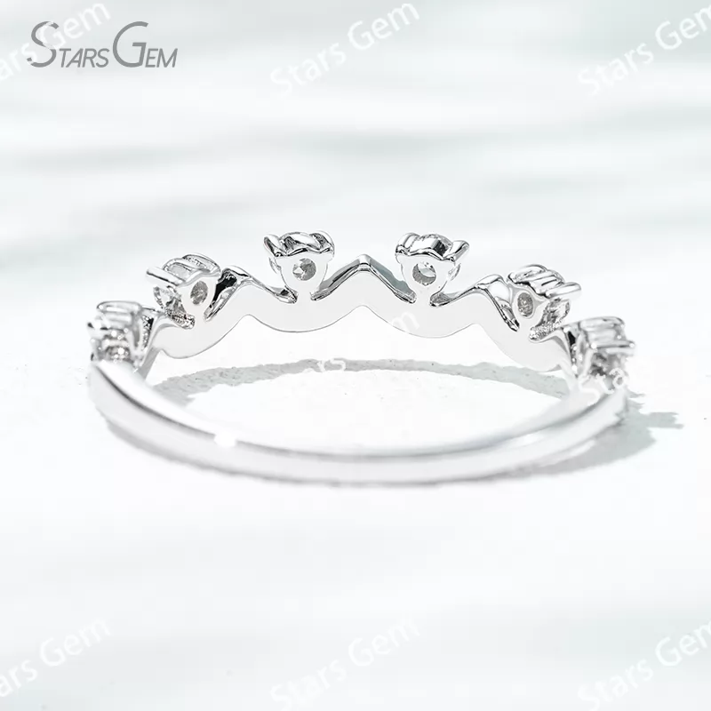 2mm Round Brilliant Cut Lab Grown Diamond 18K Gold Half circle Diamond Eternity Ring