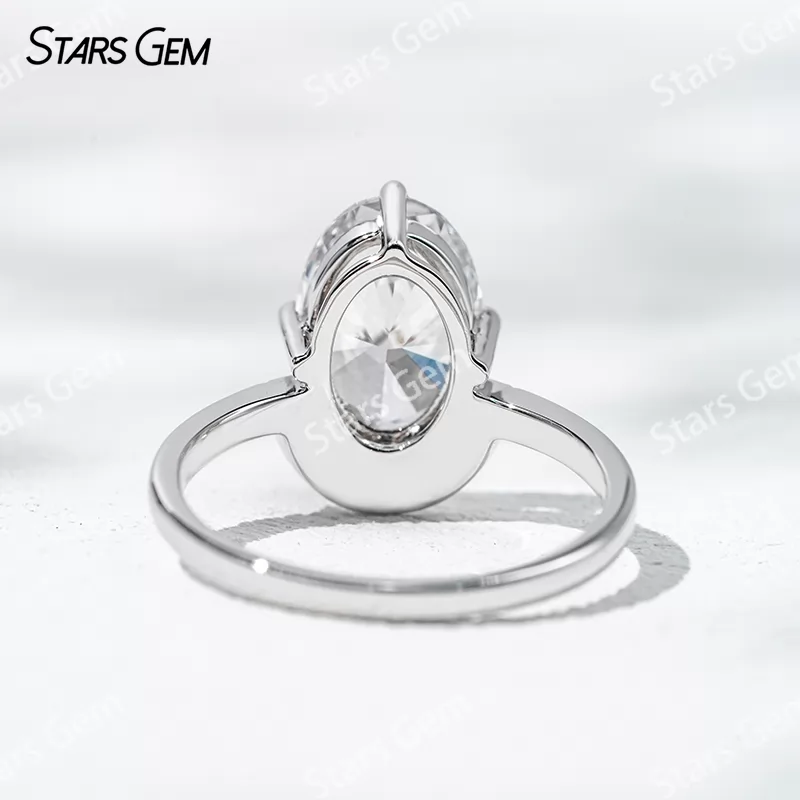 7.6×10.9mm Oval Cut Lab Grown Diamond With Side Diamond 18K White Gold Engagement Ring