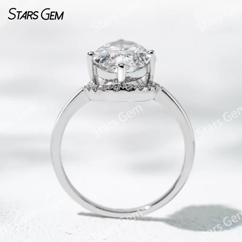 7.6×10.9mm Oval Cut Lab Grown Diamond With Side Diamond 18K White Gold Engagement Ring