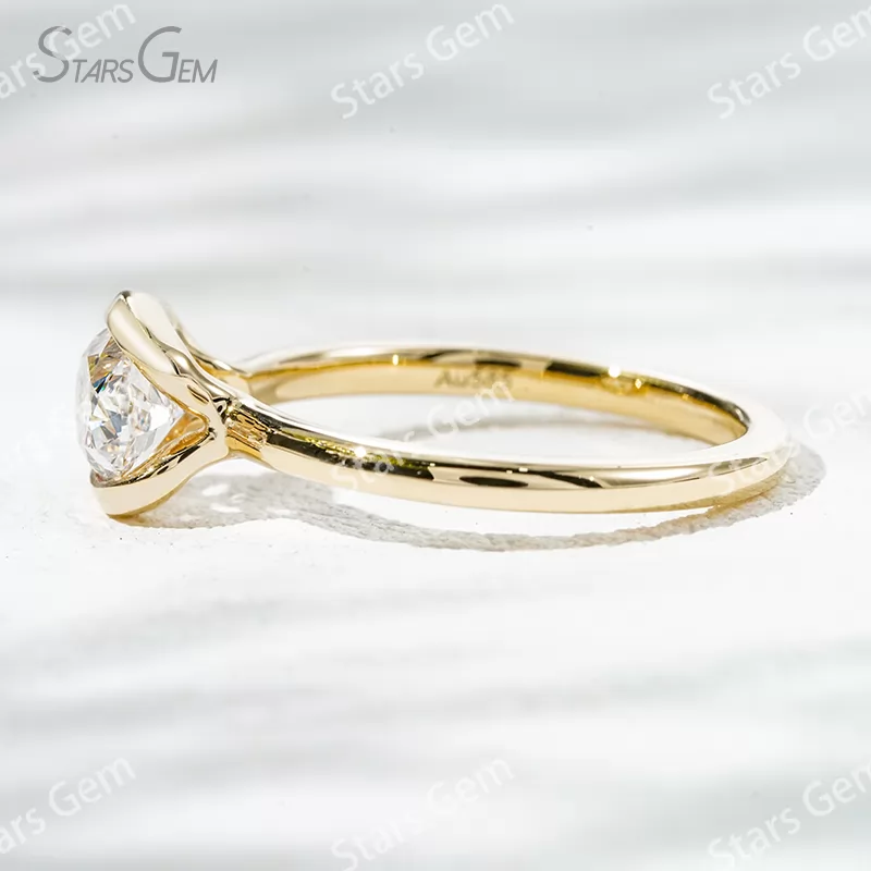 5.5×7.7mm Oval Cut Lab Grown Diamond 14K Yellow Gold Tension Set Engagement Ring