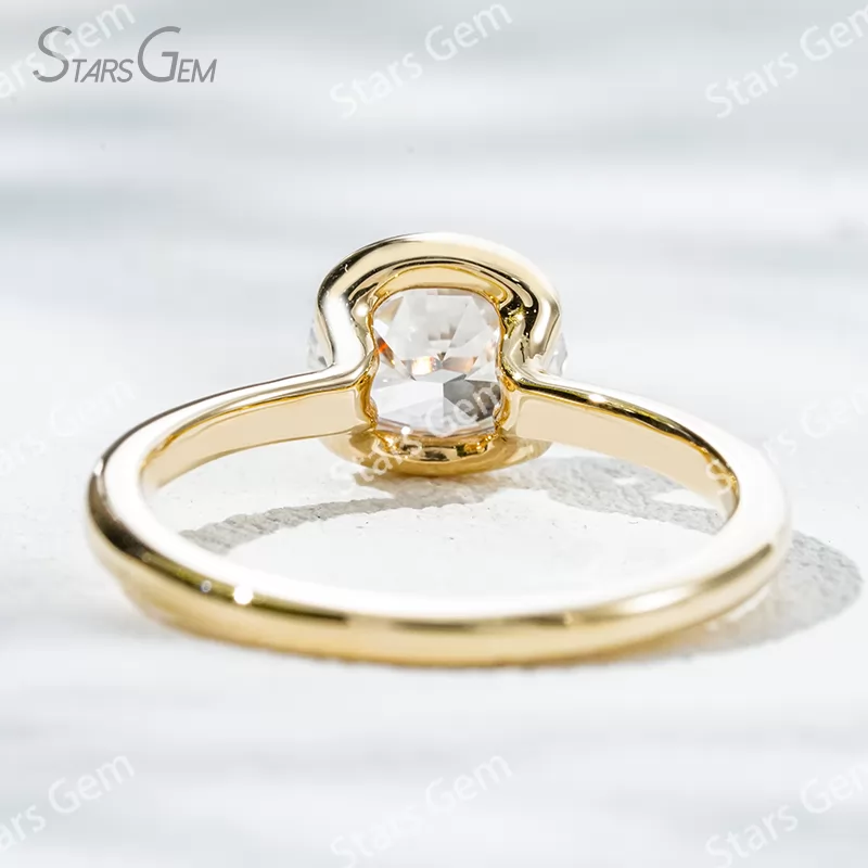 5.5×7.7mm Oval Cut Lab Grown Diamond 14K Yellow Gold Tension Set Engagement Ring