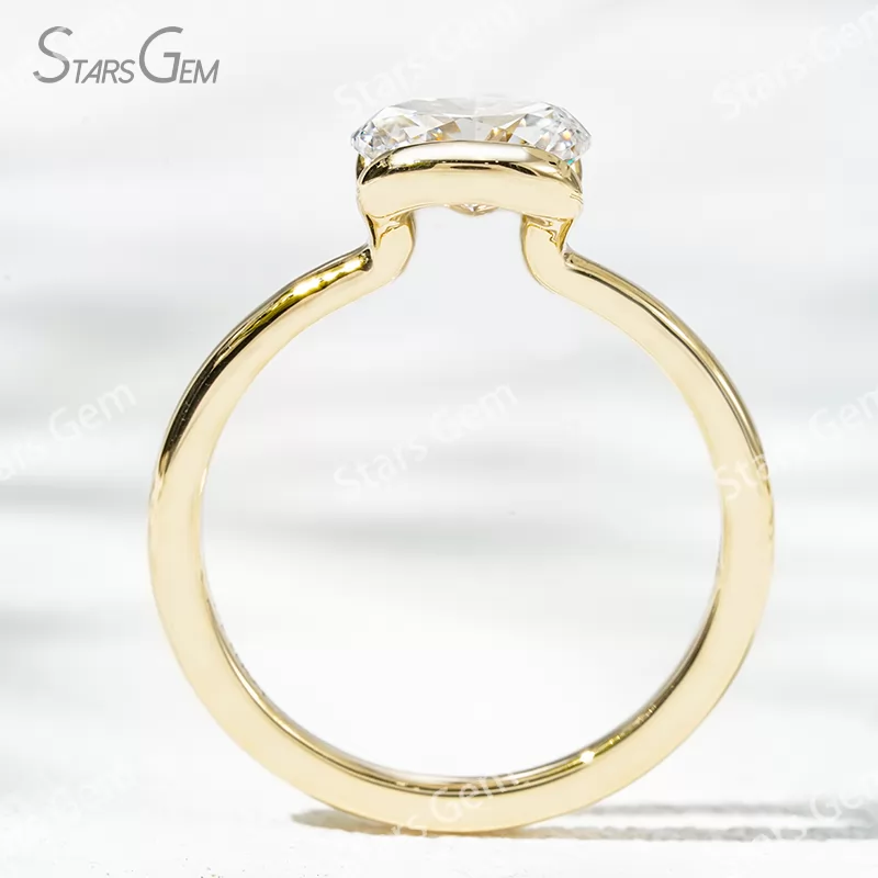 5.5×7.7mm Oval Cut Lab Grown Diamond 14K Yellow Gold Tension Set Engagement Ring
