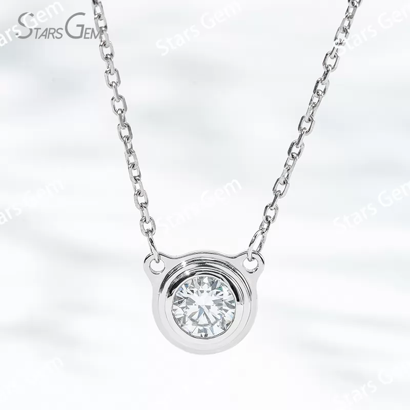 5.19mm Round Brilliant Cut Lab Grown Diamond Bezel Set PT950 Diamond Pendant Necklace