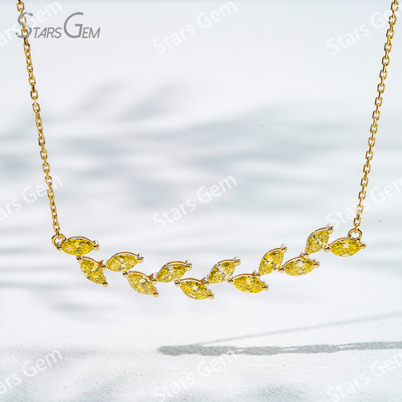 2.5×5mm Marquise Cut Yellow Lab Grown Diamond 18K Yellow Gold Diamond Necklace