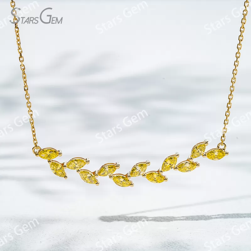 2.5×5mm Marquise Cut Yellow Lab Grown Diamond 18K Yellow Gold Diamond Necklace