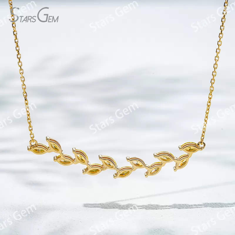 2.5×5mm Marquise Cut Yellow Lab Grown Diamond 18K Yellow Gold Diamond Necklace