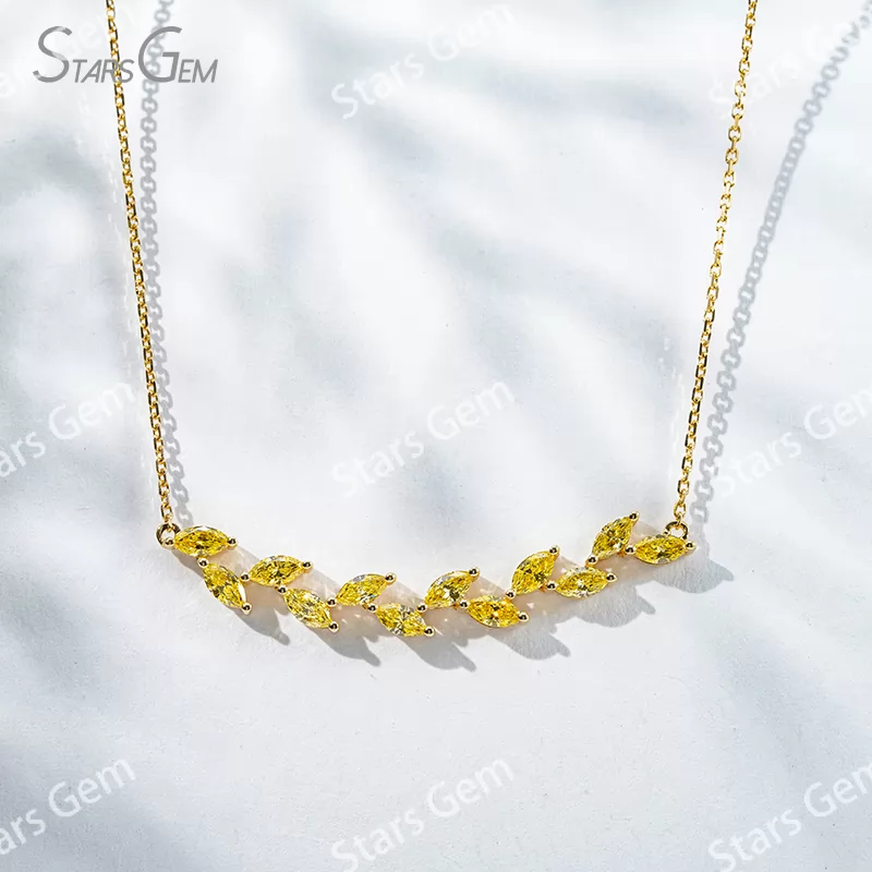 2.5×5mm Marquise Cut Yellow Lab Grown Diamond 18K Yellow Gold Diamond Necklace