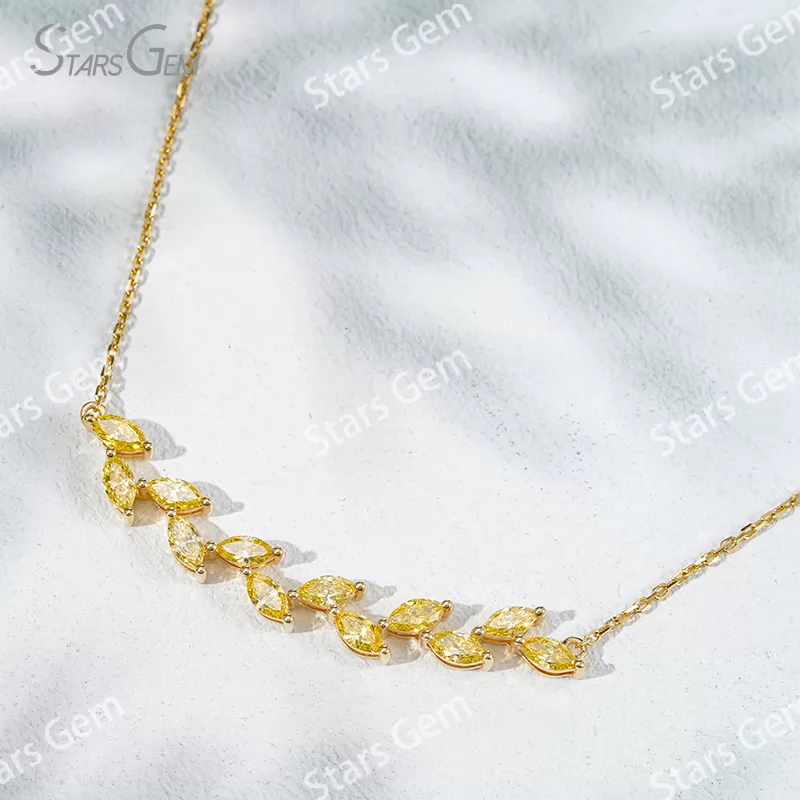 2.5×5mm Marquise Cut Yellow Lab Grown Diamond 18K Yellow Gold Diamond Necklace