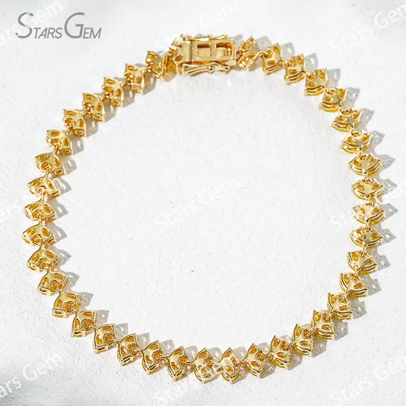2×3mm Pear Cut Yellow Lab Grown Diamond 18K Yellow Gold Tennis Bracelet