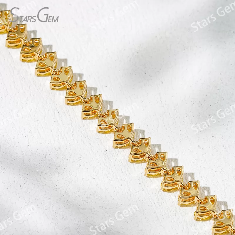 2×3mm Pear Cut Yellow Lab Grown Diamond 18K Yellow Gold Tennis Bracelet
