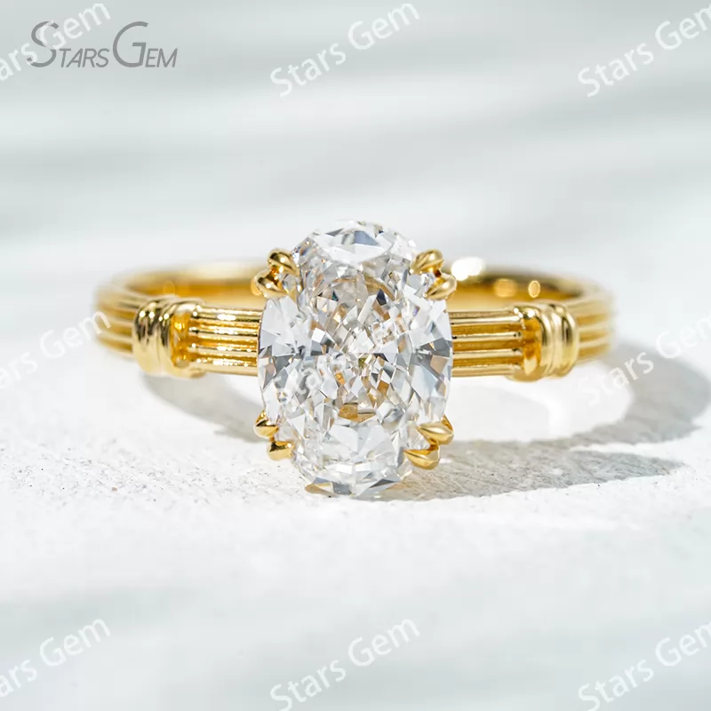 Double Claw Set 18K Solid Gold With NGTC Certified 2.3 Carat Oval Cut Lab Diamond Solitaire Engagement Ring