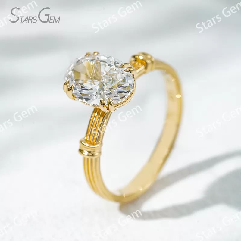 Double Claw Set 18K Solid Gold With NGTC Certified 2.3 Carat Oval Cut Lab Diamond Solitaire Engagement Ring