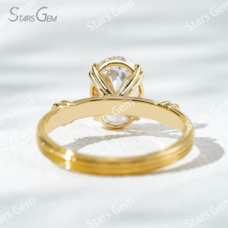 Double Claw Set 18K Solid Gold With NGTC Certified 2.3 Carat Oval Cut Lab Diamond Solitaire Engagement Ring