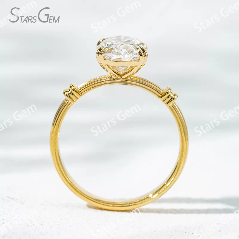 Double Claw Set 18K Solid Gold With NGTC Certified 2.3 Carat Oval Cut Lab Diamond Solitaire Engagement Ring