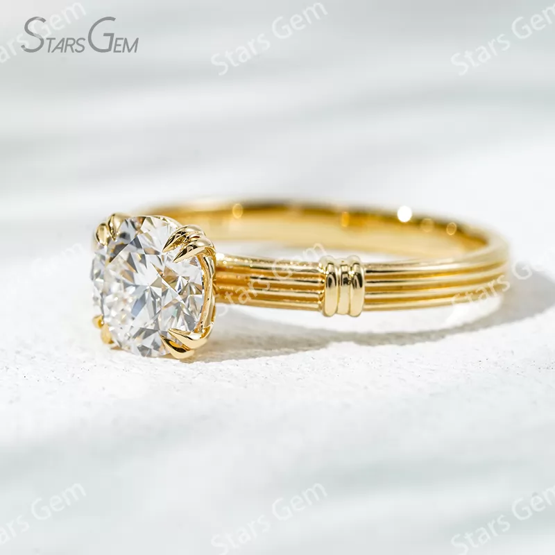 Unique Double Claw Set 18K Solid Gold with NGTC Certified 1.2 Carat Round Brilliant Cut Lab Diamond Solitaire Engagement Ring