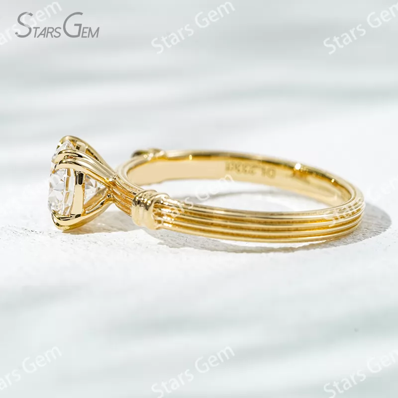 Unique Double Claw Set 18K Solid Gold with NGTC Certified 1.2 Carat Round Brilliant Cut Lab Diamond Solitaire Engagement Ring