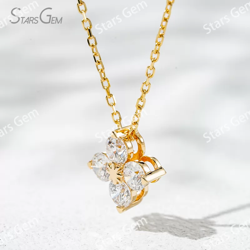 3.4mm Round Brilliant Cut Lab Grown Diamond 18K Yellow Gold Diamond Pendant Necklace